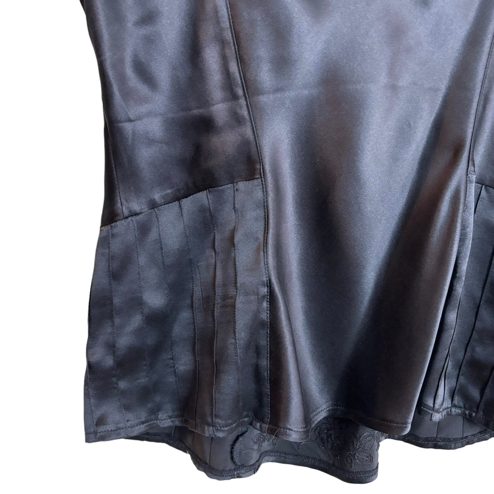Tribal Black Satin Embellished Tank Top - Picture 5 of 10